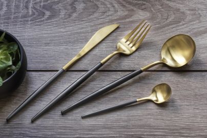 Vexø Vintage bestik sæt sort/guld - 24 dele
